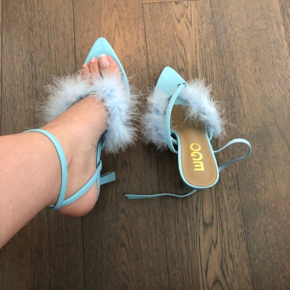 EGO Baby Blue Fluffy Heels - Picture 2 of 2